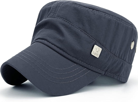 Polyester Water Resistant Military Caps for Men Quick Dry Cadet Hats for Women Army Cap Flat Top Dad Hat