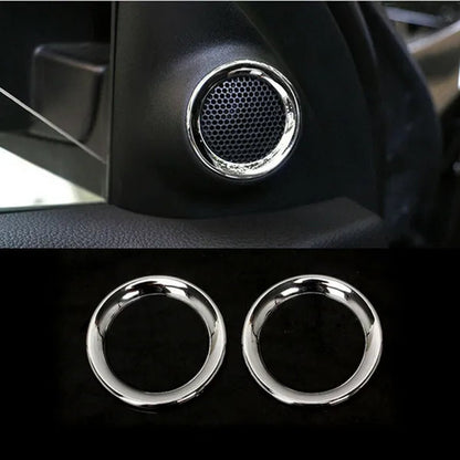 Car Inetrior Front Door Stereo Speaker Protector Decoration Ring ABS Cover Fit for Jeep Grand Cherokee 2011 2012 2013 up Chrome