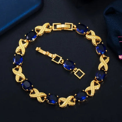 CANDICE Indian Luxury Wedding Party Bangle Jewelry with AAA CZ Stone Gold Plated X Shape Bracelet for Summer Fashion