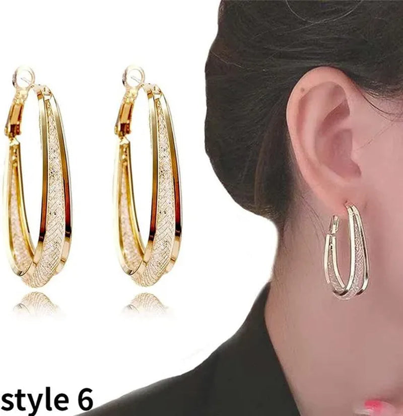 Gold Hoop Earrings for Women 14K Gold Plated Earrings Silver Cubic Zirconia Statement Hoop Earrings