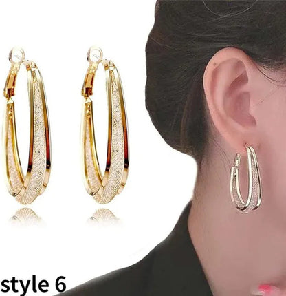 Gold Hoop Earrings for Women 14K Gold Plated Earrings Silver Cubic Zirconia Statement Hoop Earrings