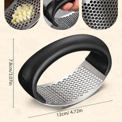 Garlic Press Rocker - 2024 NEW Stainless Steel Garlic Mincer Garlic Crusher with Peeler, New Innovative Garlic Chopper with Peeler and Scraper for Smash Garlic