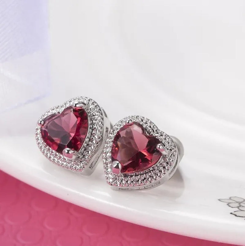 Authentic 925 Sterling Silver Women's Earrings, Ruby and Nut Earrings, Exquisite Wedding Gifts, Jewelry Gifts