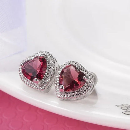 Authentic 925 Sterling Silver Women's Earrings, Ruby and Nut Earrings, Exquisite Wedding Gifts, Jewelry Gifts