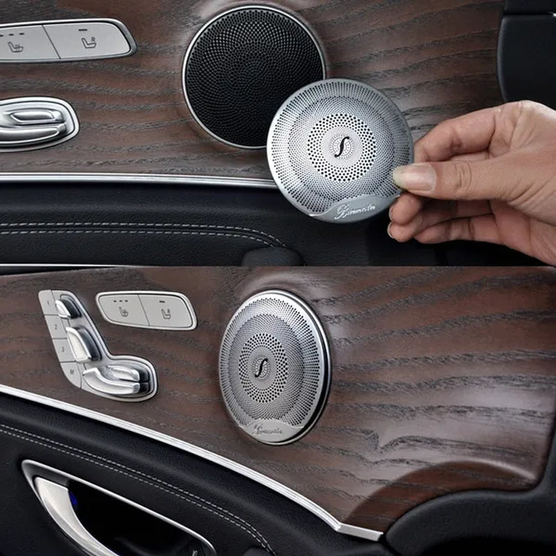 Car Door Audio Speaker Decor Cover Loudspeaker 3D Trim Sticker for Mercedes Benz AMG C E Class W205 W213 GLC Car Styling Accessories - WORLD TIME VISITS