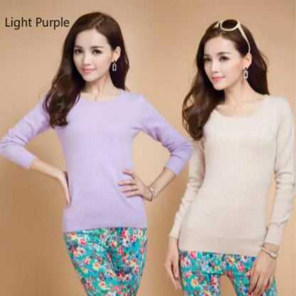 18 Colors Wool Pure Cashmere Sweater Women Soft Pullovers O-Neck Pull Femme Long Sleeve Sweaters Pullovers