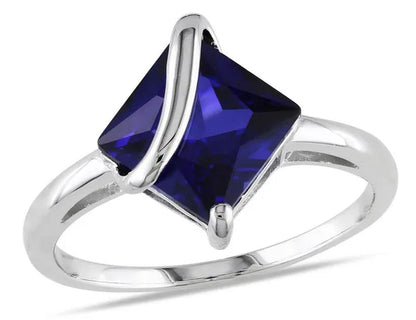 1.80 Carat (Ctw) Lab-Created Blue Sapphire Ring in Sterling Silver
