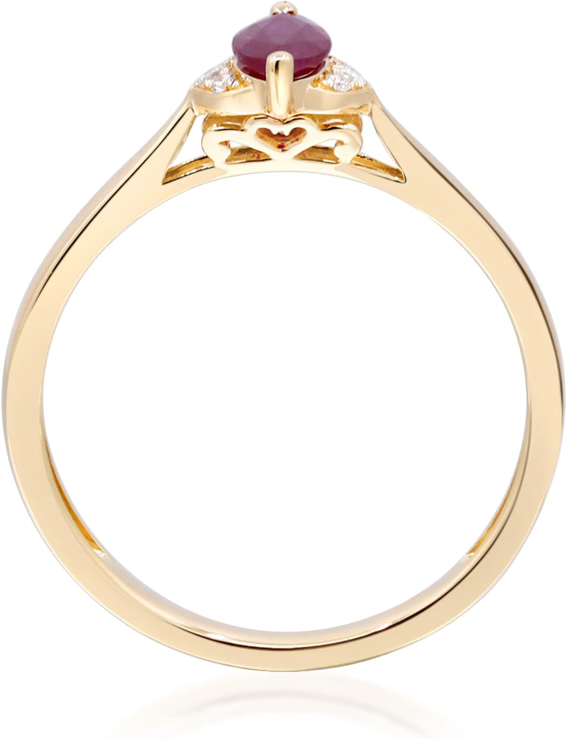 14K Yellow Gold Mozambique Genuine Ruby Ring with Diamonds for Women | Ethically, Authentically & Organically Sourced (Marquise-Cut) Shaped Ruby Hand-Crafted Jewelry for Her | Ruby Ring for Women