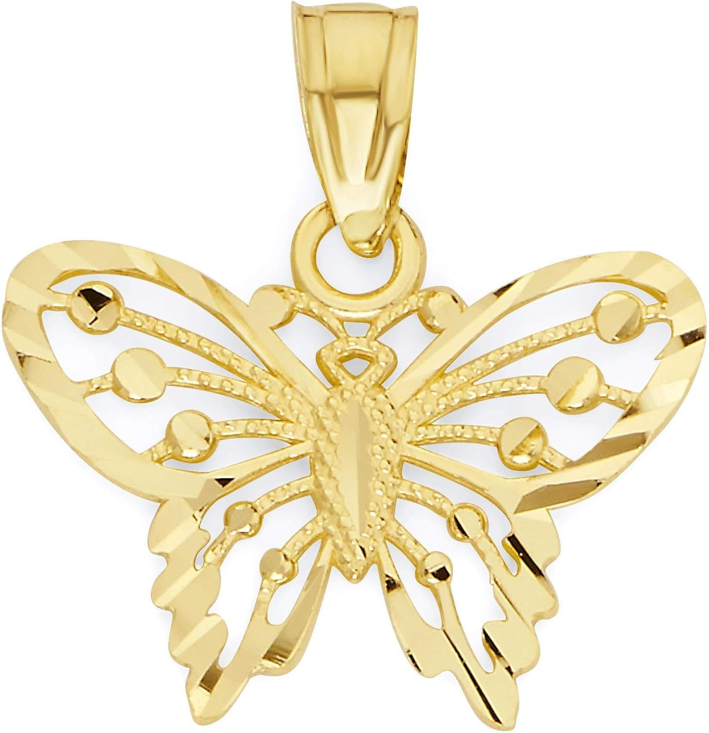 10K Solid Real Gold Butterfly Pendant Small Animal Charm Casual Everyday Wear Jewelry Charm - WORLD TIME VISITS