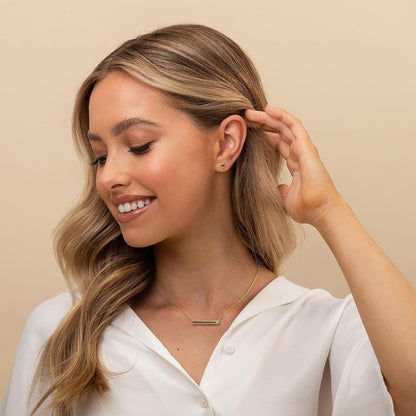 14K Gold Plated Crystal Birthstone Bar Necklace | Dainty Necklace | Gold Necklaces for Women |