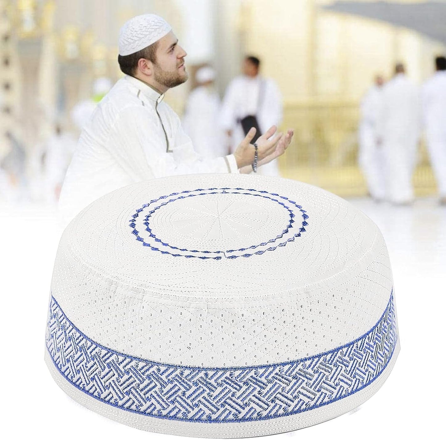 Men Muslim Prayer Kufi Hat Prayer Headwear Cap Islamic Beanie Skull Cap Embroidery Kofia Topi Sun Hat