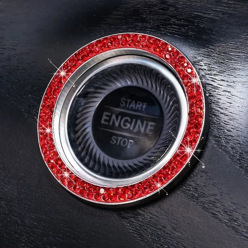 New Car One-Key Engine Start Stop Ignition Push Button Decorative Circle Ring Keyless Cover Trim Crystal Diamond Parts Decorate