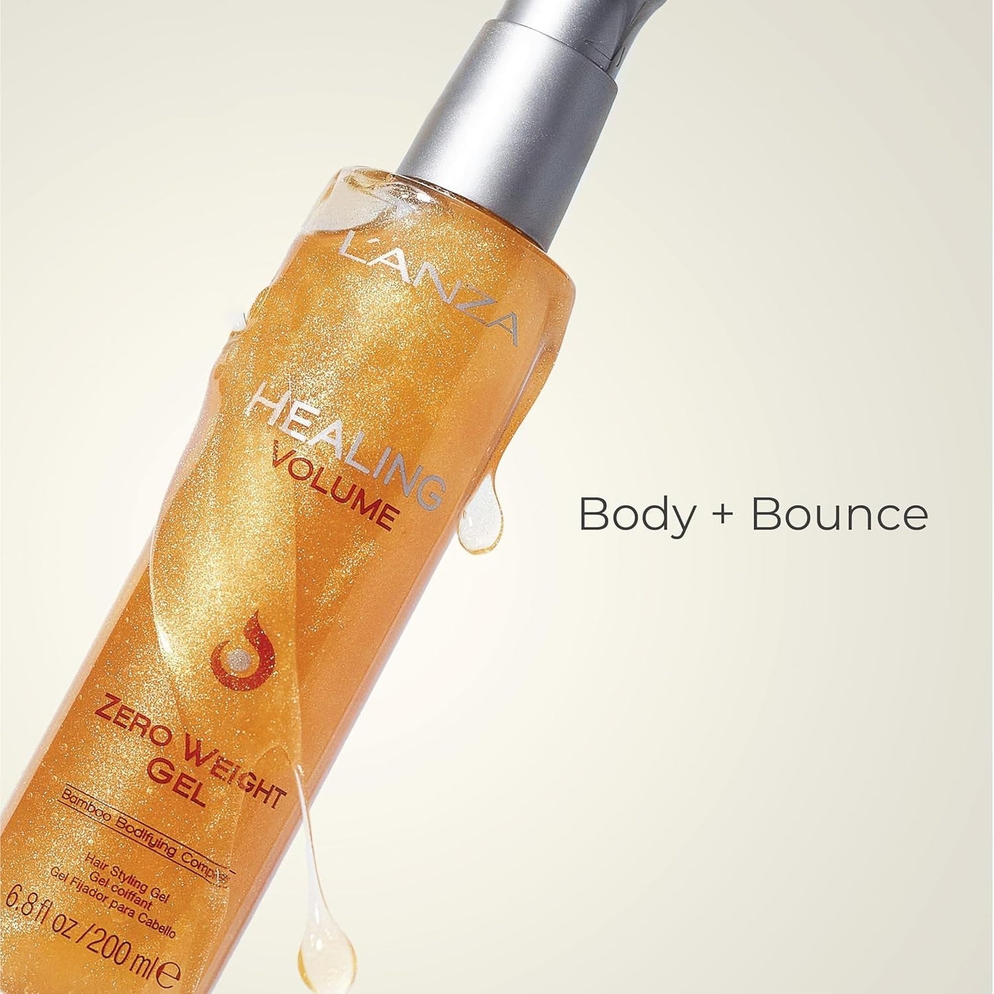 L'ANZA Healing Volume Zero Weight Gel, Extra Hold Hair Gel Dramatically Boosts Shine, Volume, and Thickness of Fine Flat Hair, and Styling Gel for Edge Control, Braiding & Hair Styling (6.8 Fl Oz)