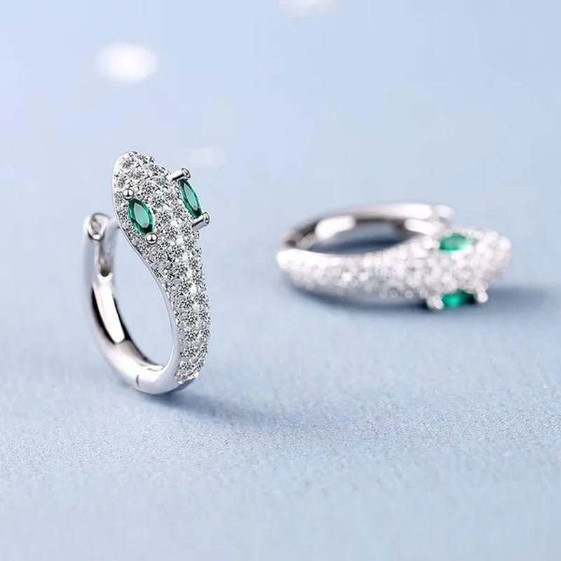Creative Design Snake Earrings Plated Cubic Zirconia Hoop Earrings for Women Daily Causal Fashion Earrings Jewelry Gift