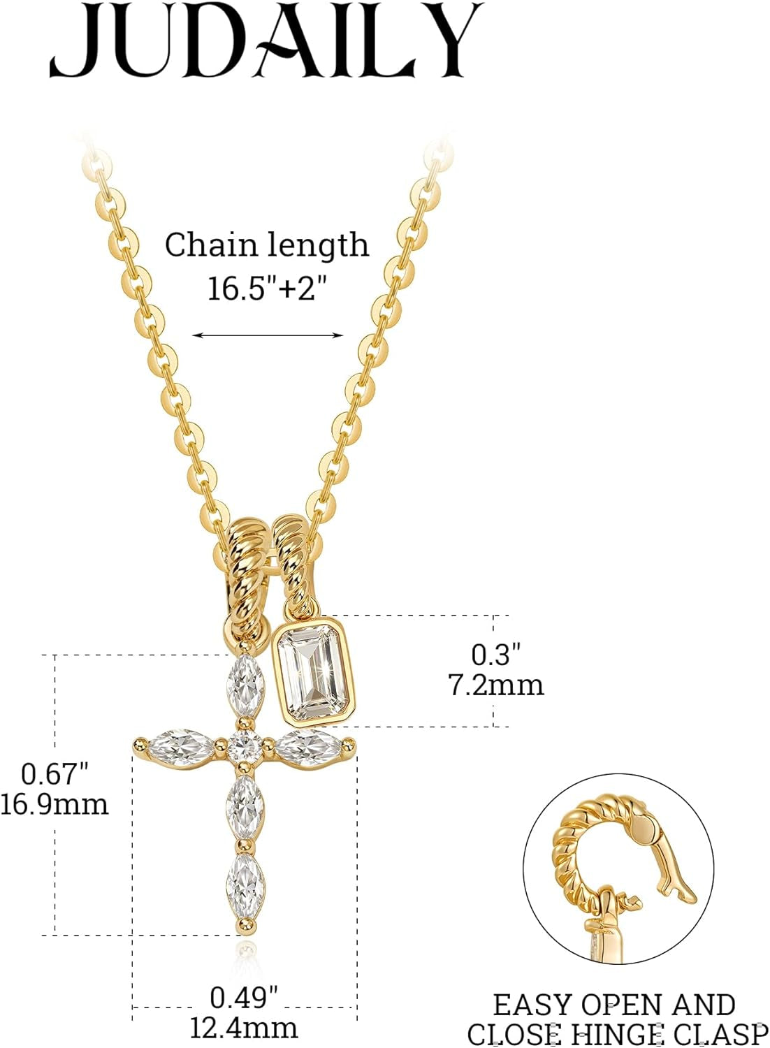 Gold Cross Necklace for Women: 14K Gold Plated Dainty Cross Pendant Non-Tarnish Necklace, Faith Crucifix Chain Jewelry, Elegant Religious Gifts