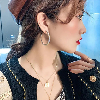 Fashion Women Hoop Earrings Micro Insert Zircon Diamond Earings Girl Banquet Party Big Circle Earrings Jewelry