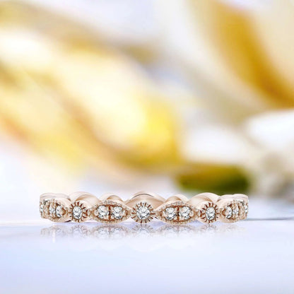 .50 Ct Diamond Matching Ring Band - Full Eternity Band - Art Deco Stackable Ring - 10K Rose Gold