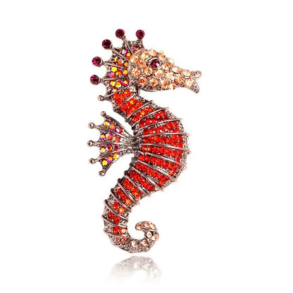 Colors Rhinestone Seahorse Brooch Creative Cute Animal Woman Child Party Clothing Brooches Accessories