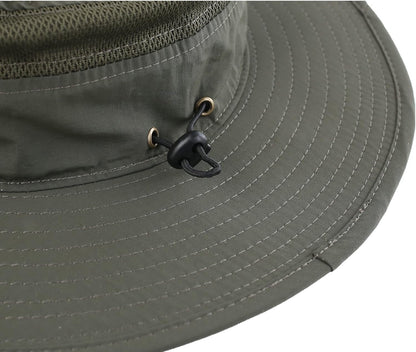 Wide Brim Sun Hat for Men Breathable Cowboy Boonie Hat UPF 50+ Sun Protection Bucket Hat for Fishing Hiking
