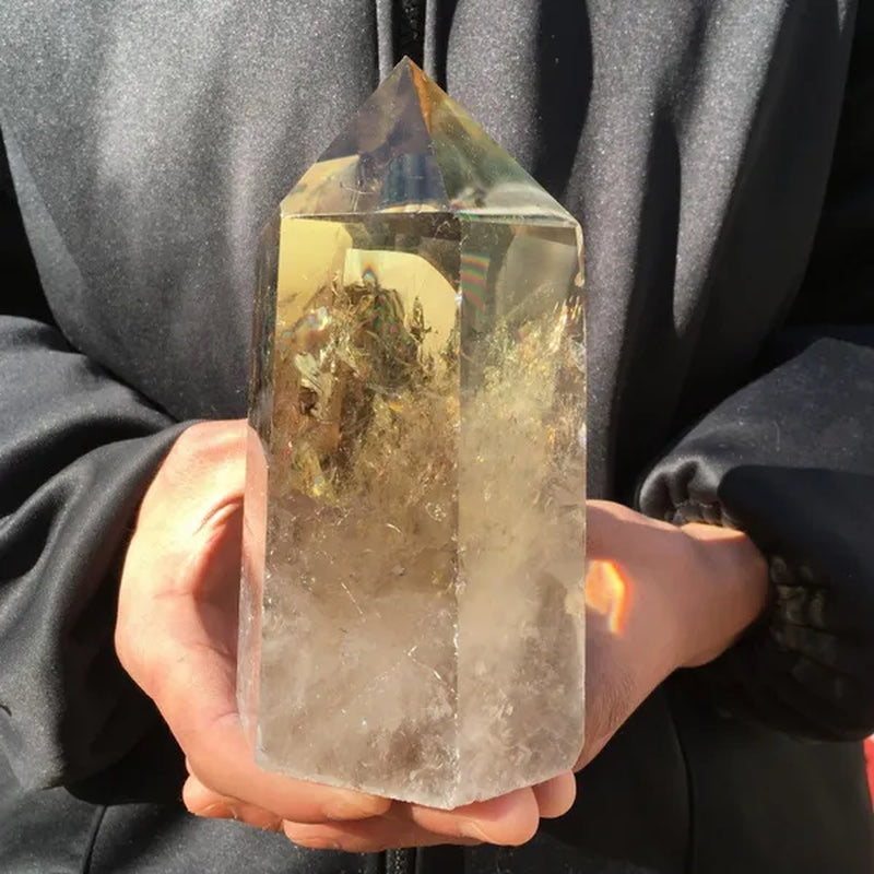 700g/800g/1000g Natural Large Size Clear Citrine Tower Points Smoky Citrine Quartz Crystal Healing Wand for Decoration