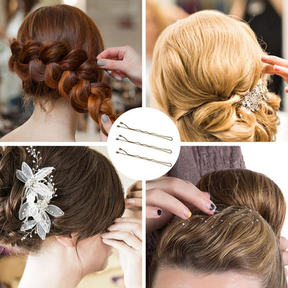 Bobby Pins 400 PCS, Small Blonde Hair Bobby Pins with Case for Girls Women, Gold Bun Pins for Thick Hair, All Hair Types, 10.5 Oz/300 G (Gold)