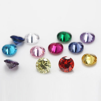 12Pcs Birthday Stone 1Pcs per Color round Loose Cubic Zirconia Stones Synthetic Ruby Synthetic Spinel