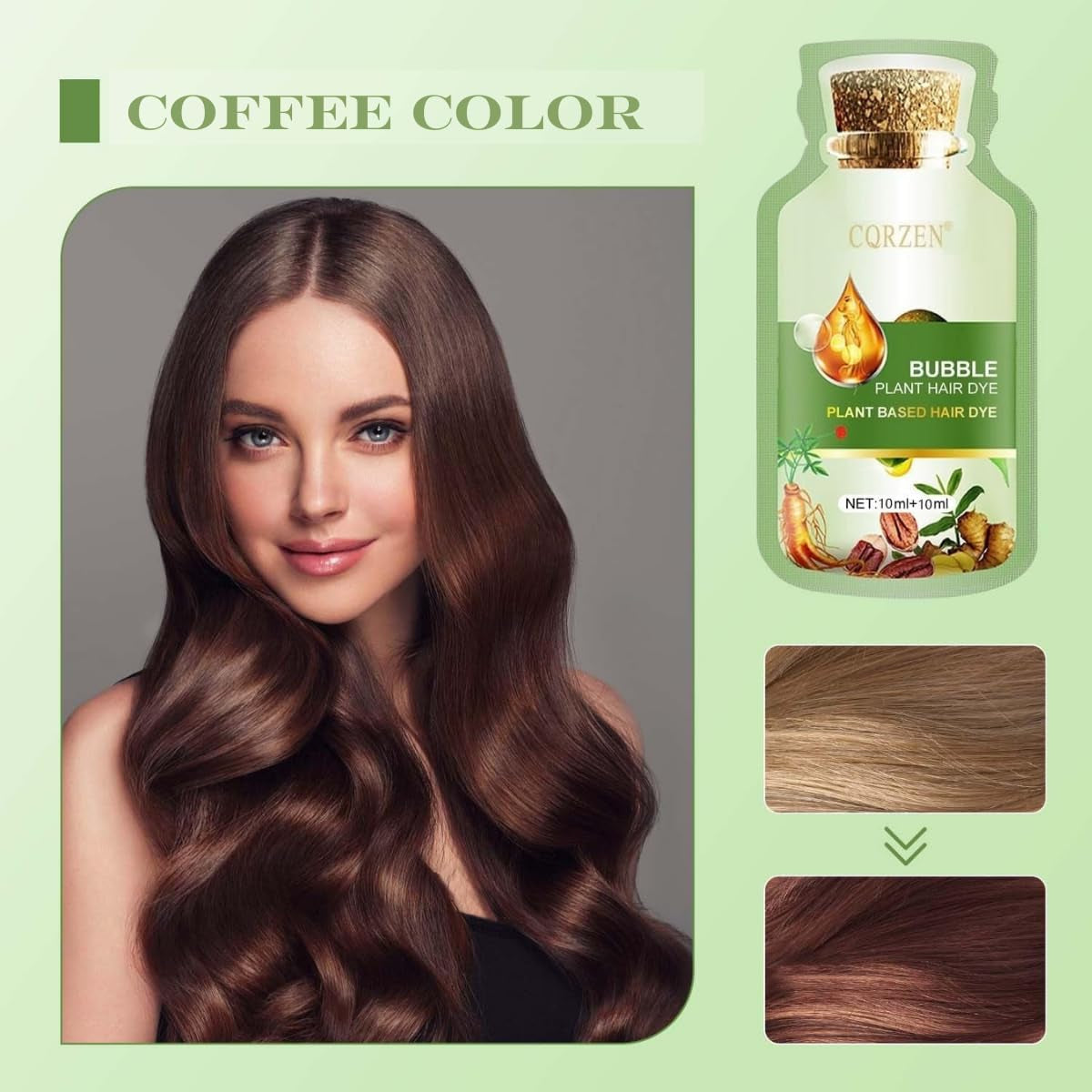Bubble Plant Hair Dye,New Botanical Bubble Hair Dye Hair Dye Shampoo for Women Men 20Ml 10Packs/Box(Coffee Color)