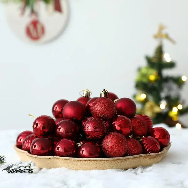 36Pcs/Box 4CM Glitter Christmas Balls Xmas Tree Hanging Pandent Balls Rose Gold Silver Green Red Blue New Year Christmas Home Decor