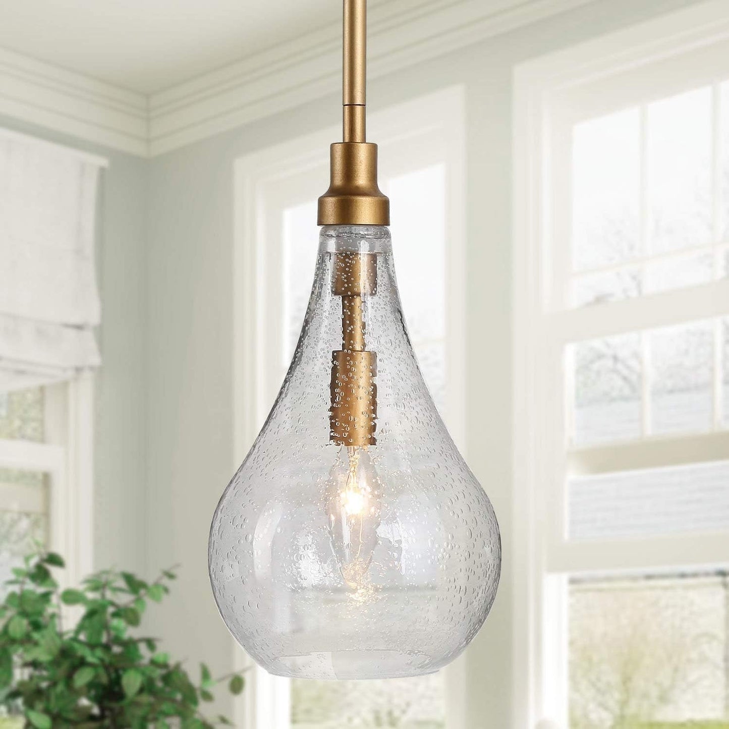 Gold Glass Pendant Lighting for Kitchen Island, Bedroom, Dining Room, Entryway, Sink, Breakfast Nook