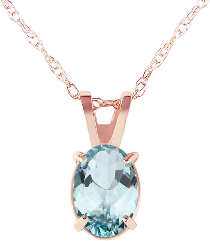 14K Yellow, White, Rose Gold Necklace with Oval-Shaped Aquamarine