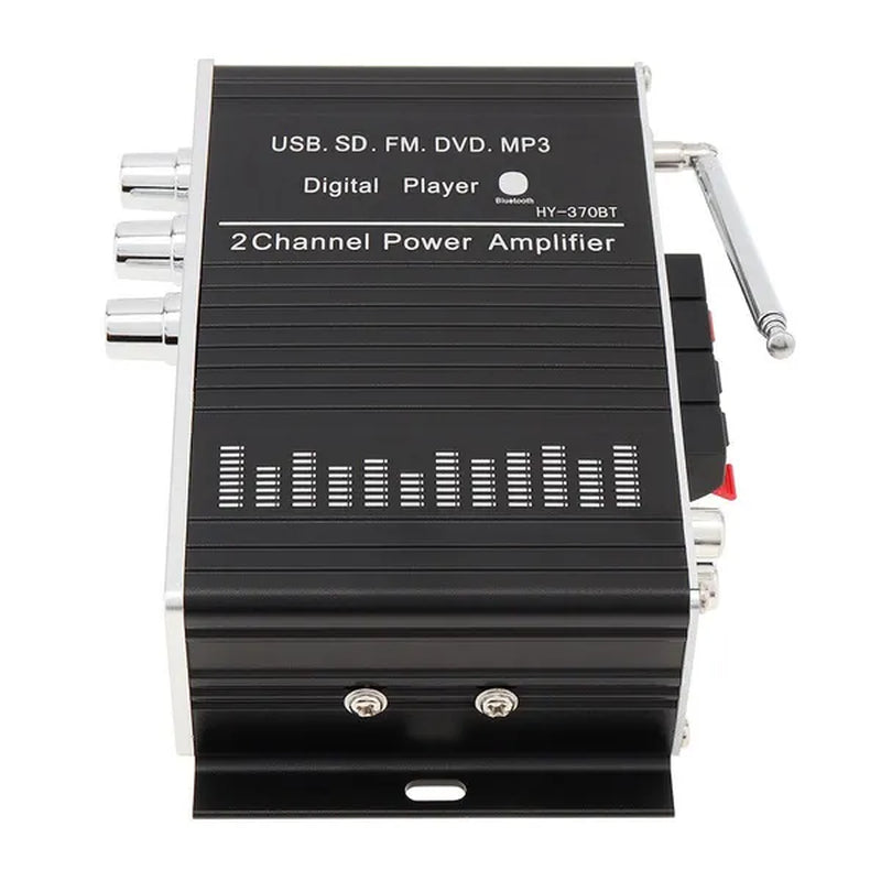 370BT Remote Control Bluetooth 2CH HI-FI High Power Car Audio Amplifier FM Radio Player Support SD / USB / DVD / MP3 for Car Motorcycle Home