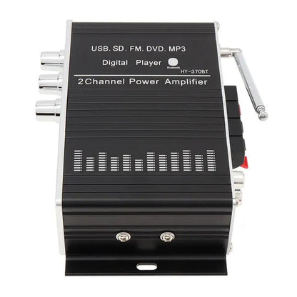 370BT Remote Control Bluetooth 2CH HI-FI High Power Car Audio Amplifier FM Radio Player Support SD / USB / DVD / MP3 for Car Motorcycle Home