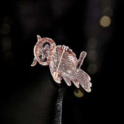 Luxury Diamond Blue Owl Brooch Pin Women's Fashion Clothing Pin Accessories Retro Owl Brooch