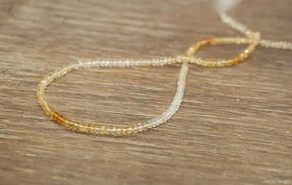 Shaded Citrine Necklace, Sterling Silver or Gold Filled, Citrine Jewelry, Beaded, November Birthstone, Layering Necklace