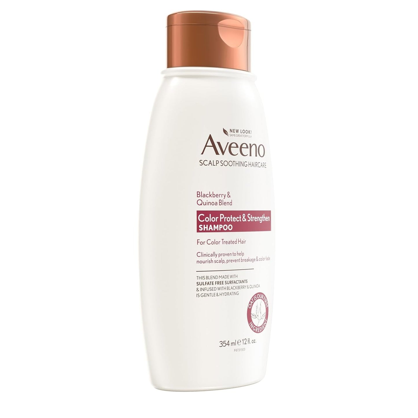 Aveeno Blackberry Quinoa Protein Blend Sulfate-Free Shampoo for Color-Treated Hair Protection, Daily Strengthening & Moisturizing Shampoo, Paraben & Dye-Free, 12 Fl Oz (Packaging May Vary)