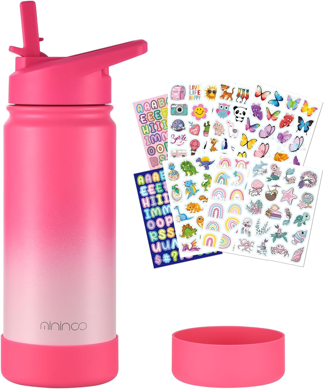 Kids Water Bottle for School, 16Oz Stainless Steel Insulated Water Bottle Kids with Straw Lid for Girls, Boys (Sweat Peach) - WORLD TIME VISITS