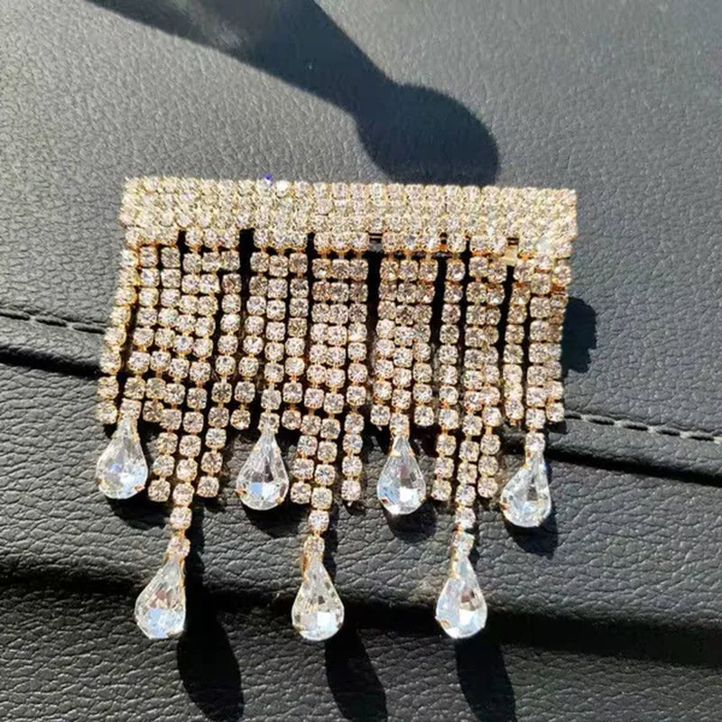 Autumn New Suit Accessories Are Fashionable, Exquisite and Simple Diamond Tassel Drop Pendant Net Red Brooch
