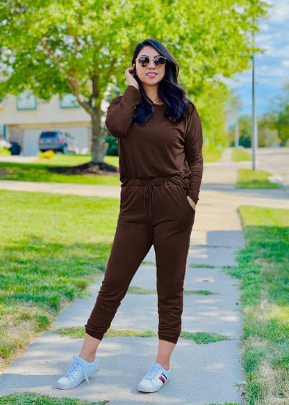 Women'S Fall 2 Piece Lounge Outfit Long Sleeve Crewneck Pullover Tops High Waisted Pants Set Tracksuit