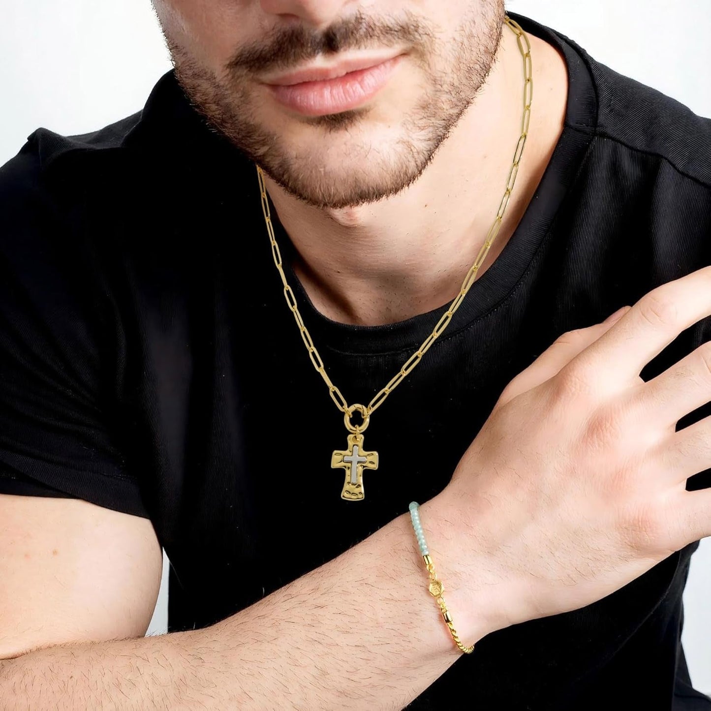 Unisex Silver Gold Cross Necklace,Sterling Silver Cross Necklace for Women,Mens Gold Silver Pendant Necklace,Gifts for Boyfriends or Girlfriends for Valentine'S Day,Birthdays,Christmas,Easter