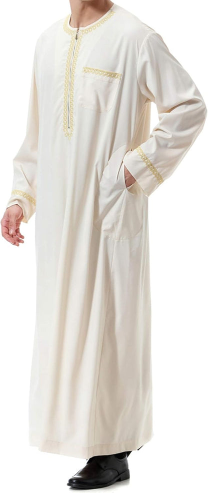 Islamic Mens Clothing Kaftan Maxi-Muslim Male Shirt Long Sleeve Abaya Dubai Cotton…