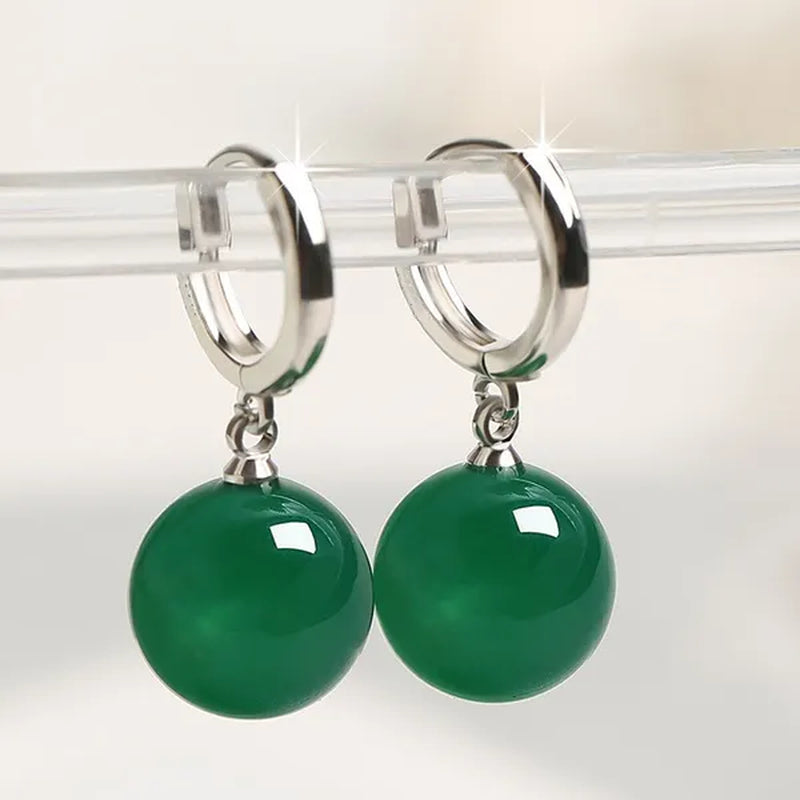 Exquisite and Fashion Yellow Agate Jade Drop Earrings for Women Luxury Stone Pearl Hoop Earrings Bridal Wedding Party Anniversary Gift Fashion Jewelry