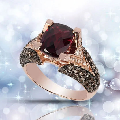 Retro Luxury Natural Red Stone Handmade Crown Ring Women'S Silver Colors Ring Princess Cut Diamond Ruby Ring Antique Proposal Gift Rings Bridal Wedding Band Anniversary Party Jewelry