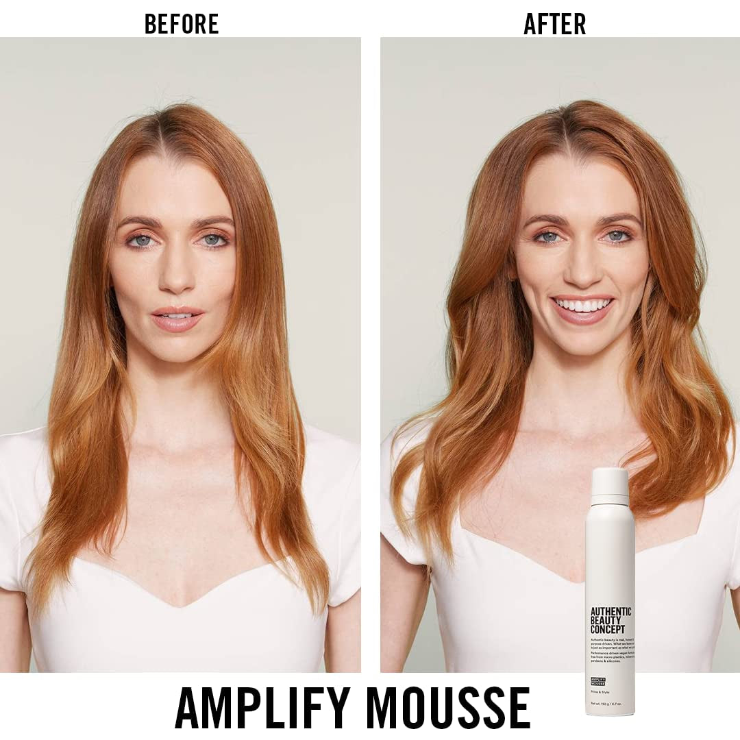 Authentic Beauty Concept Amplify Mousse | Volumizing Mousse | Lightweight Medium Hold Styling | Heat Protection | All Hair Types | Vegan & Cruelty-Free | Silicone-Free | 6.7 Oz