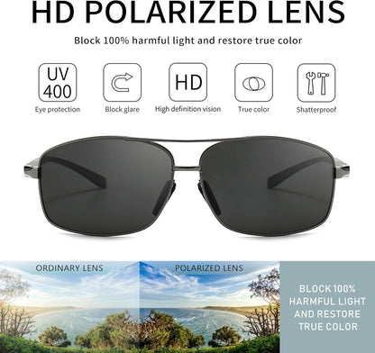 Ultra Lightweight Rectangular Polarized Sunglasses UV400 Protection