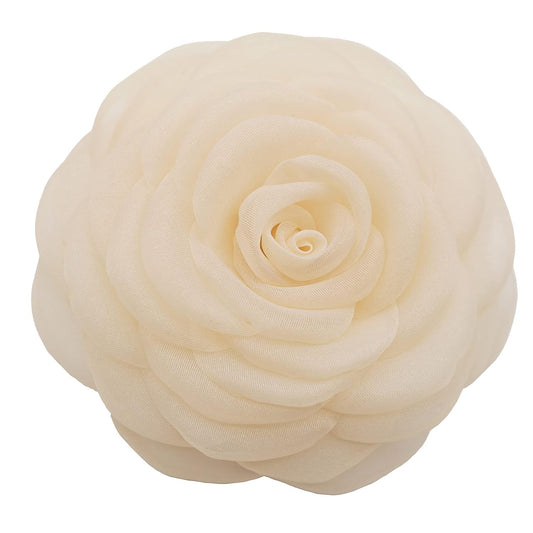 Fabric Flower Brooch Pin by  – Floral Brooch Pin, Handmade Gift Ideas, Gift for Her, Gift for Mom, Bridesmaid Gift, Valentines Day Gifts (Cream Chiffon)