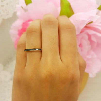 0.12 Carat (Ctw) round Black Diamond Thin Milgrain Stackable Wedding Band Ring for Ladies, Available in Various Metal in 10K/14K/18K Gold