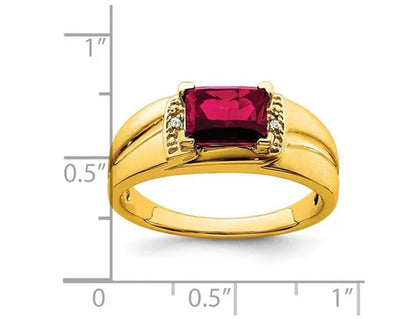 Men'S 1.60 Carat (Ctw) Lab Created Ruby Ring in 14K Yellow Gold