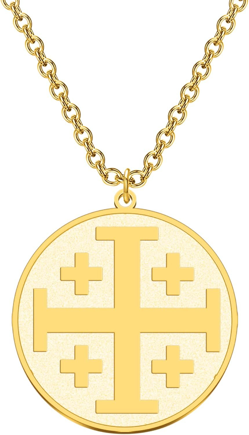 Religious Jewelry Cross Disc Pendant Necklace Greek Orthodox Jewelry