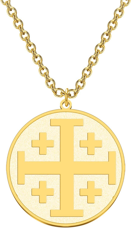 Religious Jewelry Cross Disc Pendant Necklace Greek Orthodox Jewelry