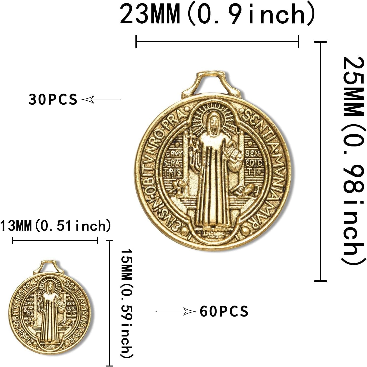 90Pcs 2 Styles Alloy Jesus Cross Saint Benedict Medal Charms Pendants for Jewelry Making DIY Religious Gifts Rosary Beads Necklace Bracelet - WORLD TIME VISITS